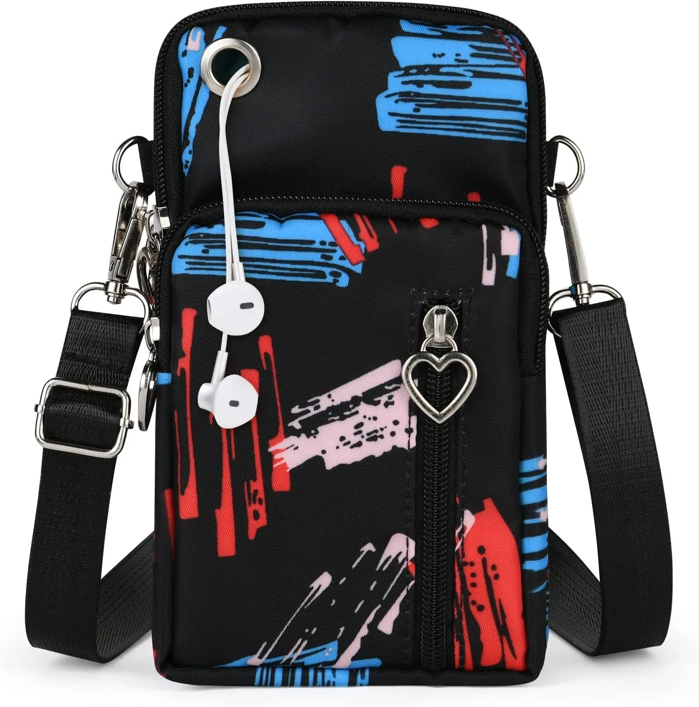Nylon Crossbody Wallet - Travel Phone Purse, Shoulder Bag, Arm Bag