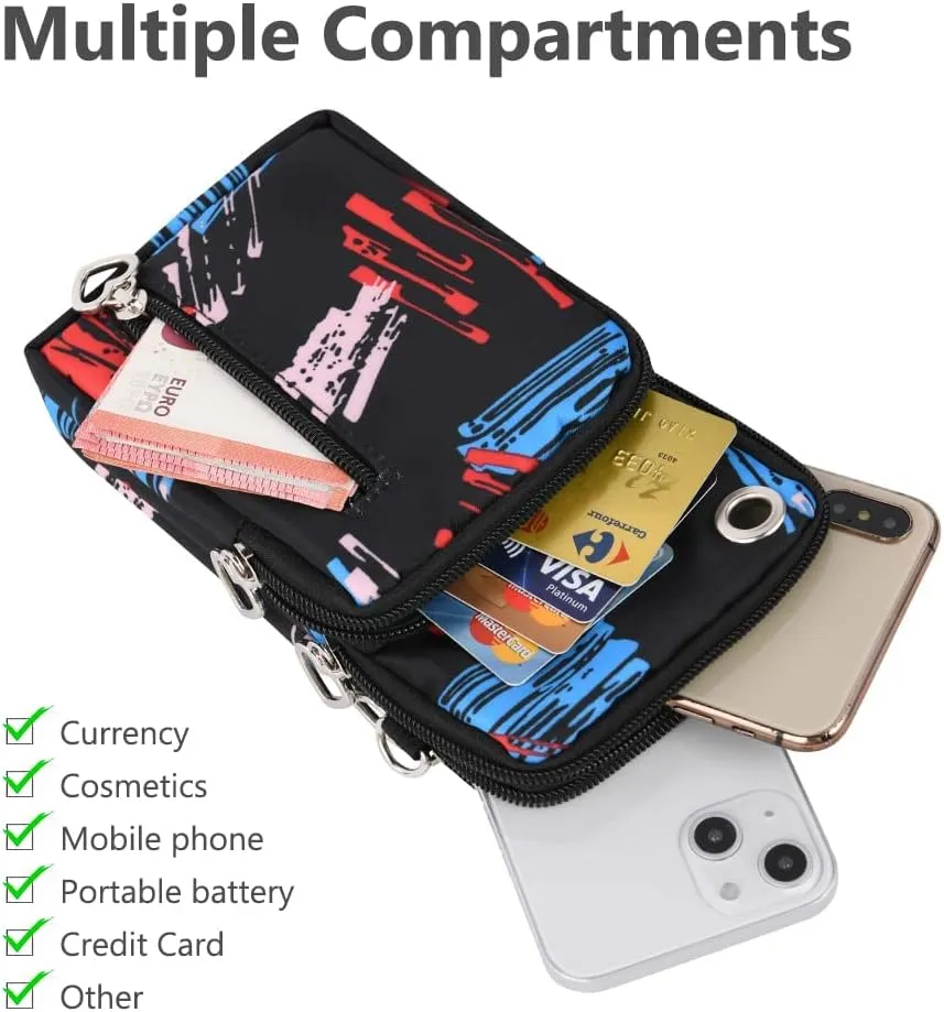 Nylon Crossbody Wallet - Travel Phone Purse, Shoulder Bag, Arm Bag