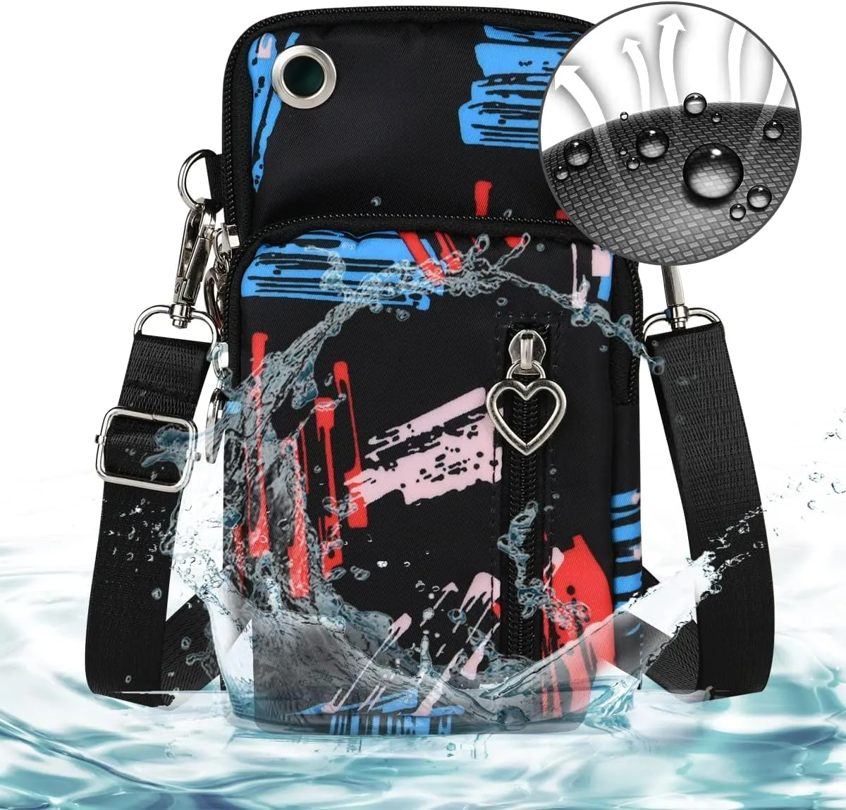 Nylon Crossbody Wallet - Travel Phone Purse, Shoulder Bag, Arm Bag