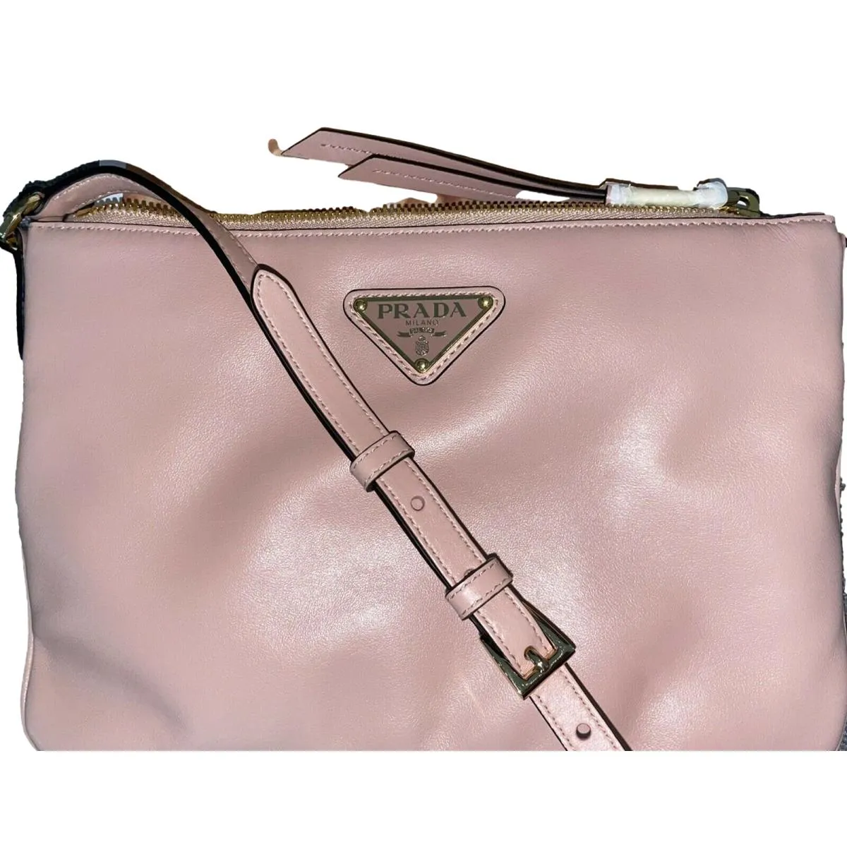 Prada Shiny Light Calf Rosa Pink Cross Body Bag 1BH173