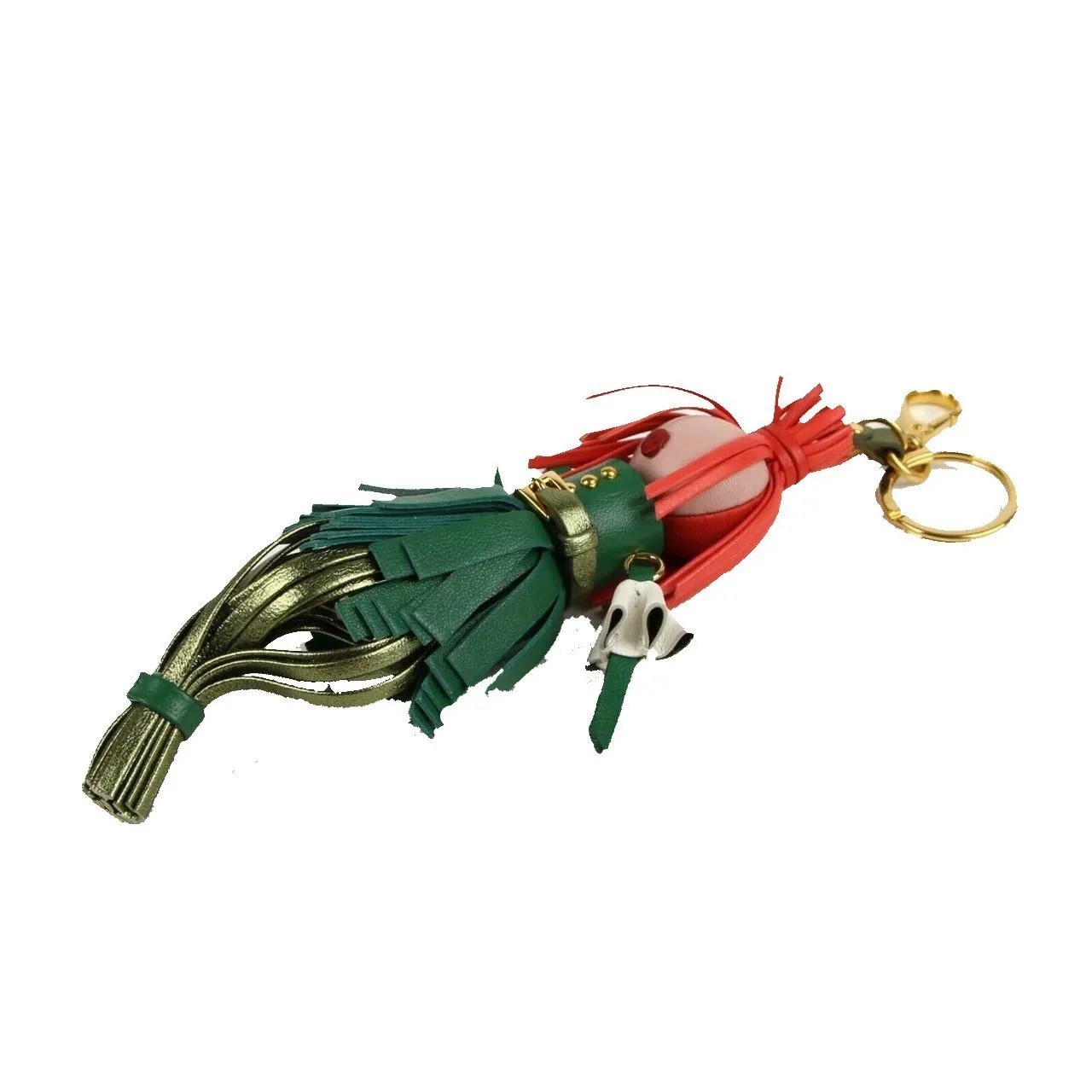 Prada Trick Pelle Alice Doll Red Green Leather Key Chain 1TL172