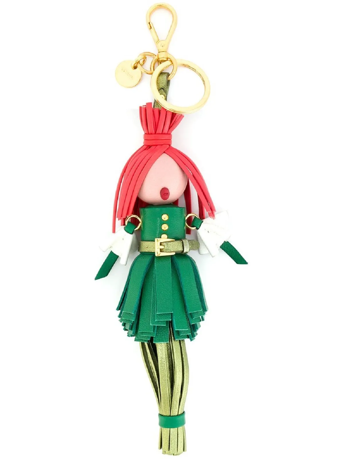 Prada Trick Pelle Alice Doll Red Green Leather Key Chain 1TL172