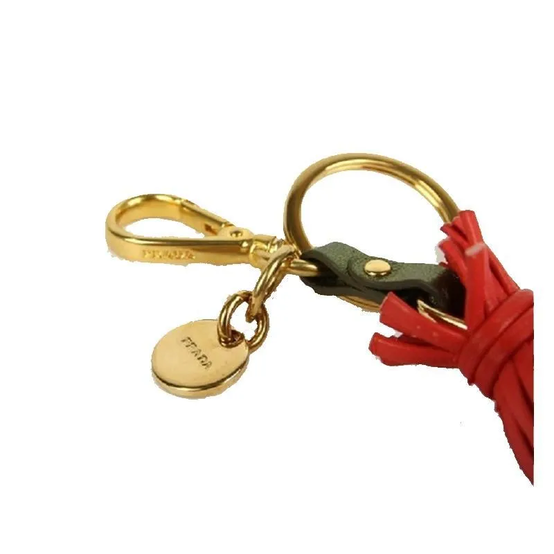 Prada Trick Pelle Alice Doll Red Green Leather Key Chain 1TL172