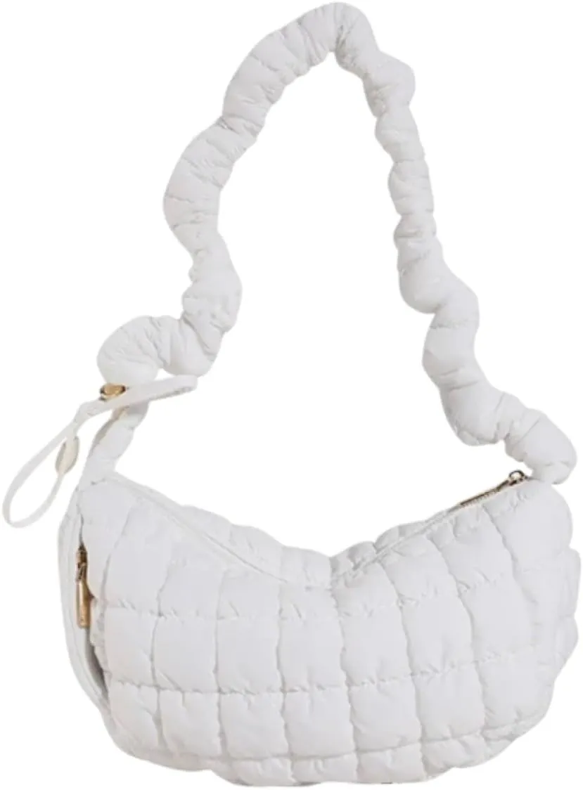 Puffer Tote Bag Shoulder Bag for Women Crossbody Nylon Quilted Puff Tote Bag Hobo Handbag Lightweight