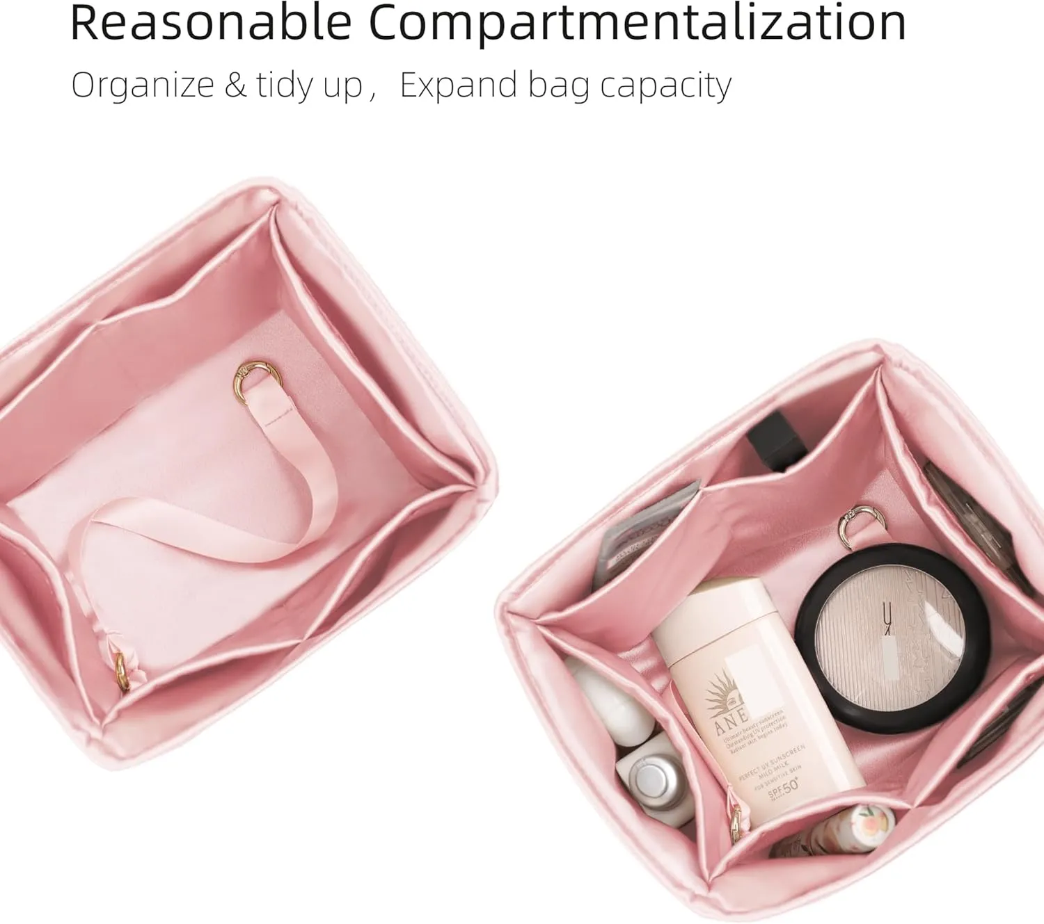 Purse Organizer for Picotin 18/22,Silky Smooth Insert,Lightweight Inside Bag,Luxury Handbag Storage(Picotin 18,Bubblegum)