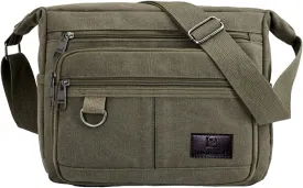 Rfid Crossbody Messenger Bag with Water Bottle Holders, 13 inch Laptop Shoulder Bag, Sling Satchel Purse w/Built-in Wallet