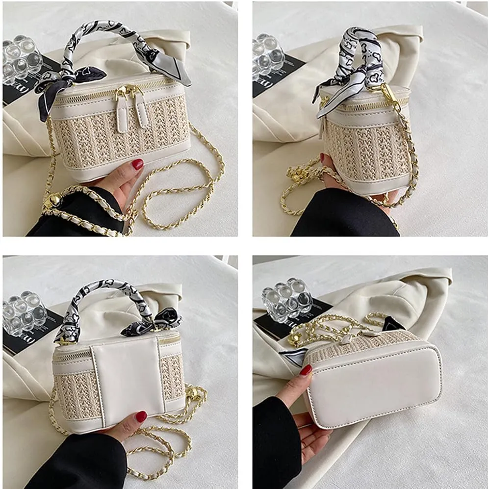 RTGGSEL Boho Summer Retro Women's Straw Rattan Beach Tote Bag Crossbody Shoulder Bags Hobo Underarm Handbag Straw Purse