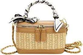 RTGGSEL Boho Summer Retro Women's Straw Rattan Beach Tote Bag Crossbody Shoulder Bags Hobo Underarm Handbag Straw Purse