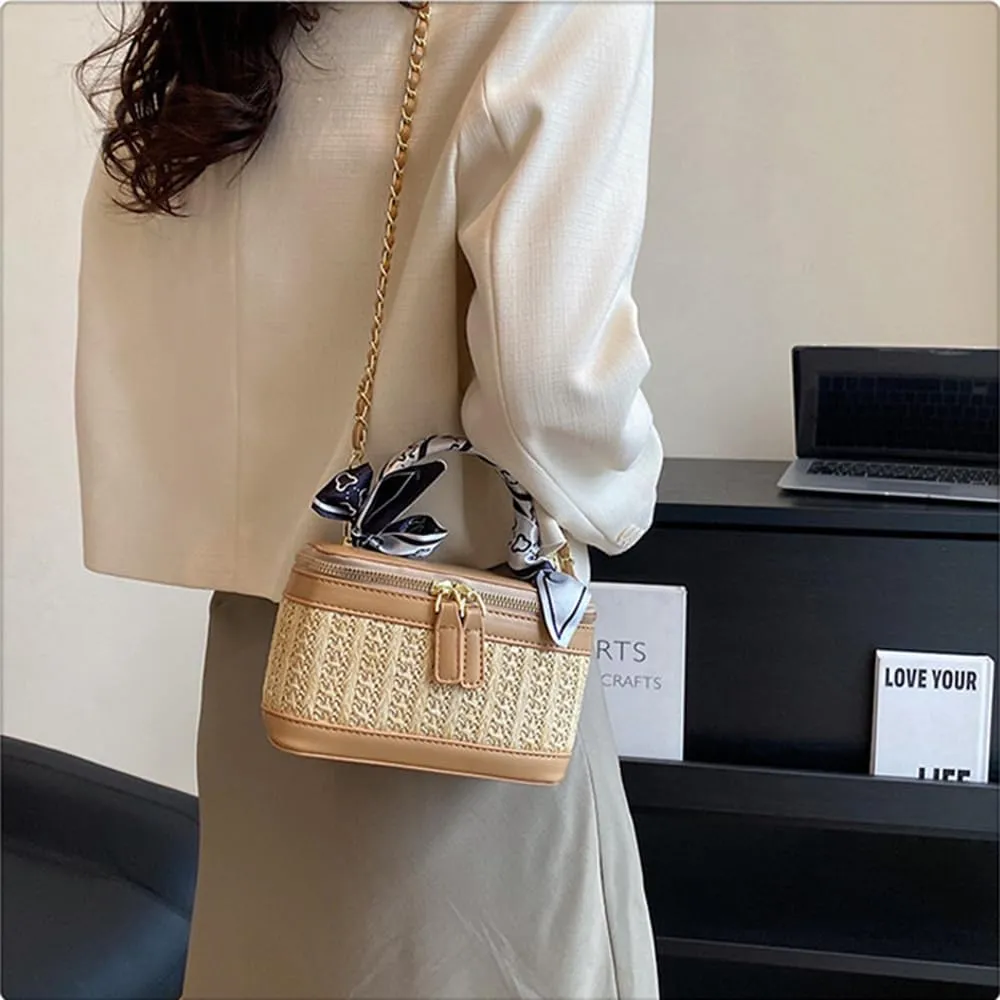 RTGGSEL Boho Summer Retro Women's Straw Rattan Beach Tote Bag Crossbody Shoulder Bags Hobo Underarm Handbag Straw Purse