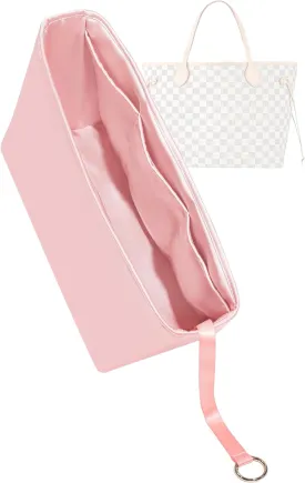 Silk Purse Organizer for LV Neverfull-PM/MM/GM,Insert Bag in Bag,Luxury Handbag Tote Lining Bag Shapers(MM,Bubblegum)