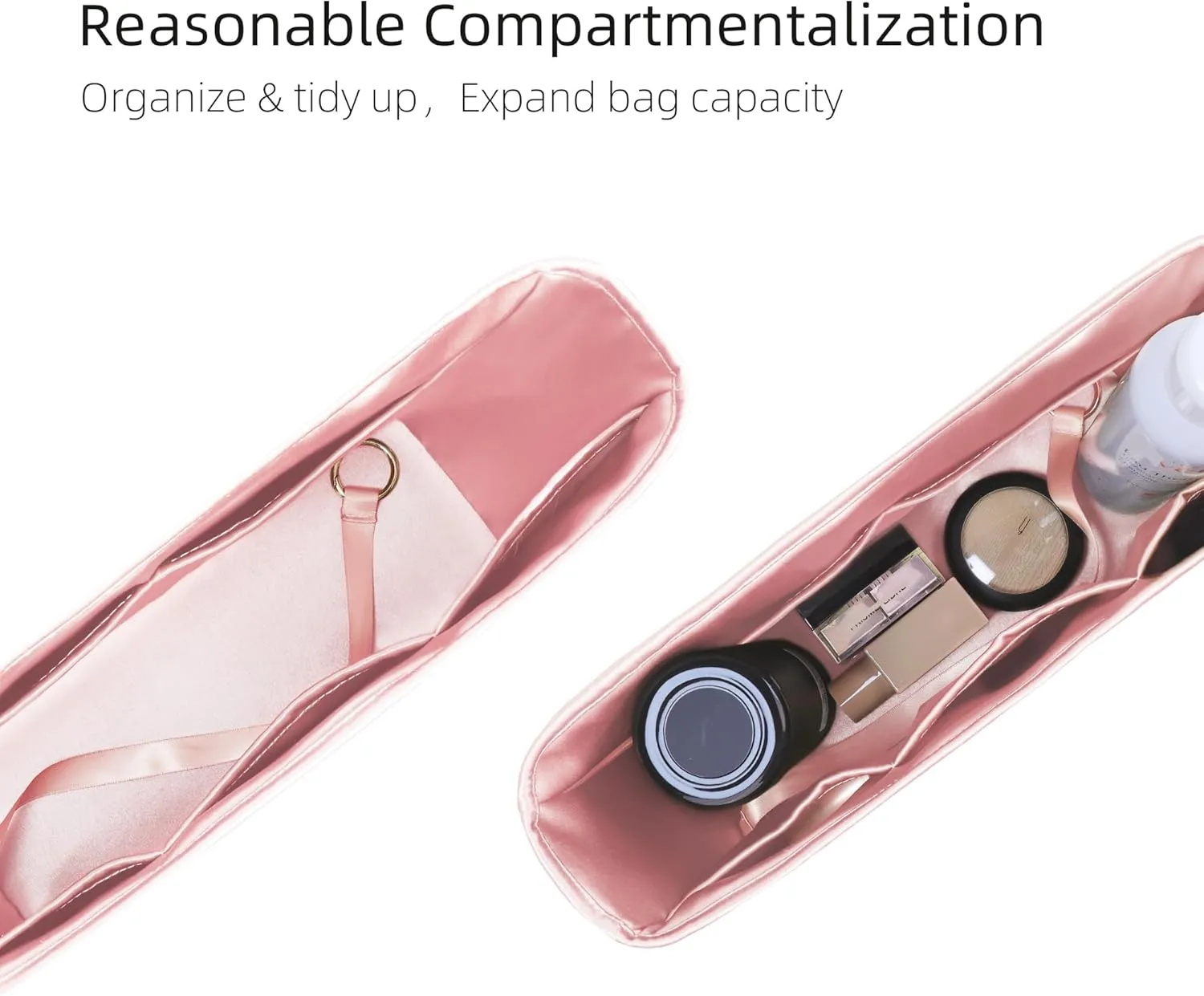 Silk Purse Organizer for LV Neverfull-PM/MM/GM,Insert Bag in Bag,Luxury Handbag Tote Lining Bag Shapers(MM,Bubblegum)