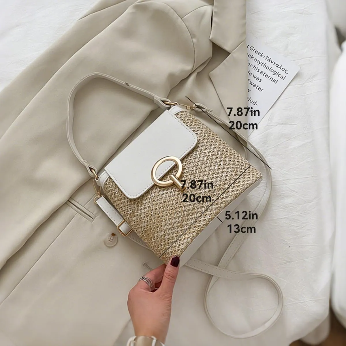 Small Straw Crossbody Bag, Women Cellphone Shoulder Bag Beach Bucket Handbag