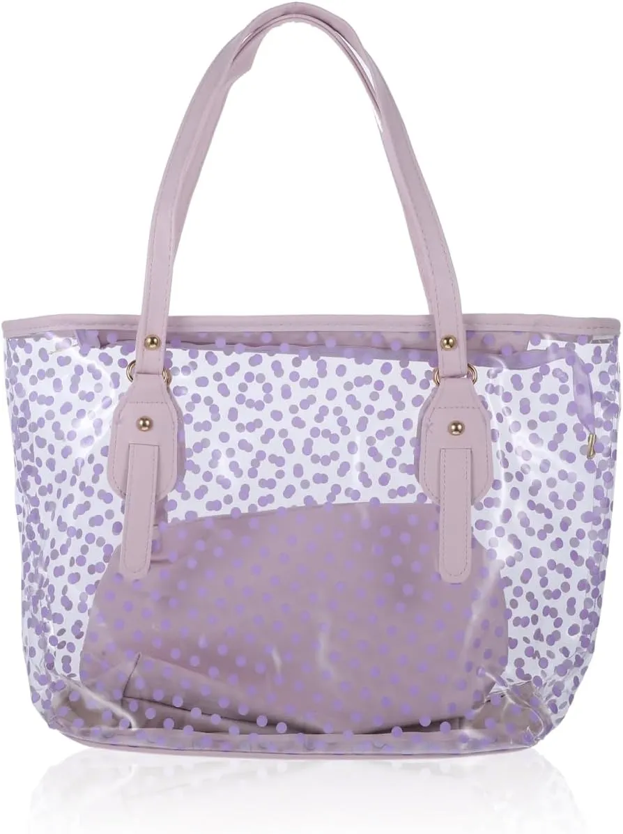 TENDYCOCO Jelly Beach Bag Tote for Women with Zipper Summer Beach Bags Clear Tote