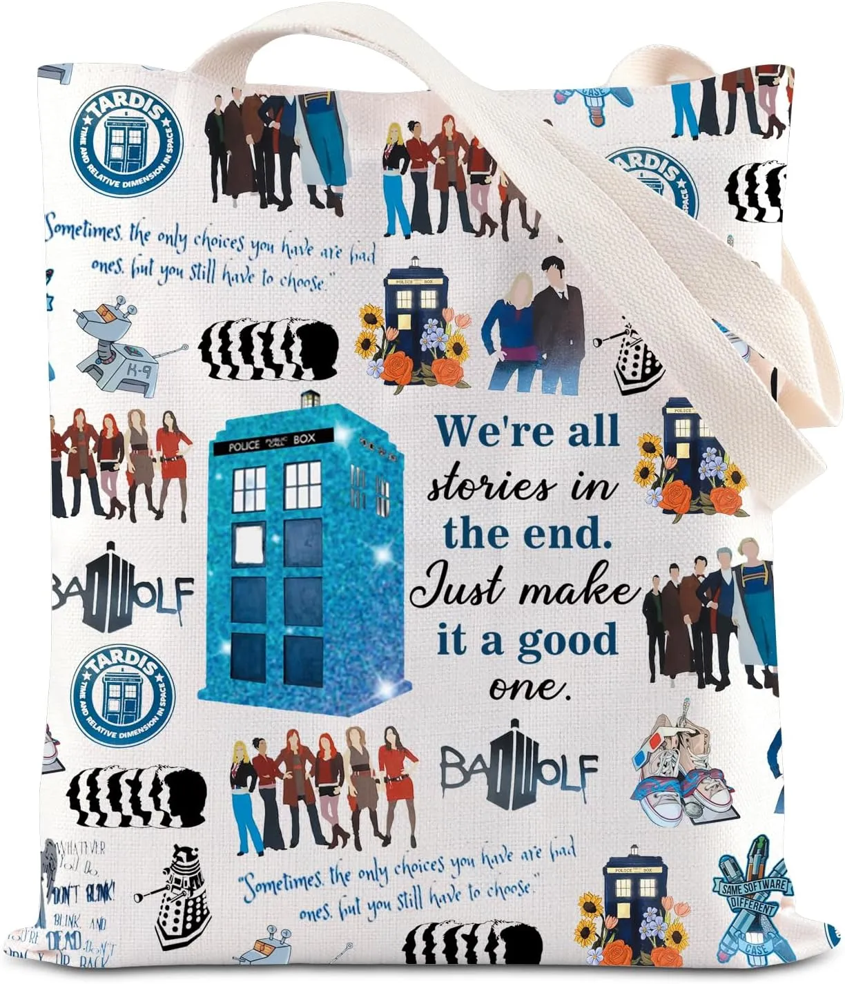 TGBJE Dr TV Show Inspired Tote Bag Police Box Shoulder Bag Doctor David Tennant Gift