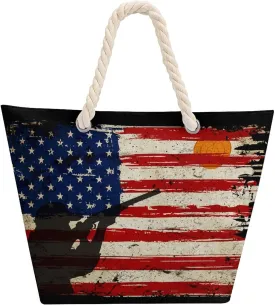 Tote Bag Large Handles Beach Bag with Zipper for Shopping Groceries Travel Outdoors Swim Pool Bag
