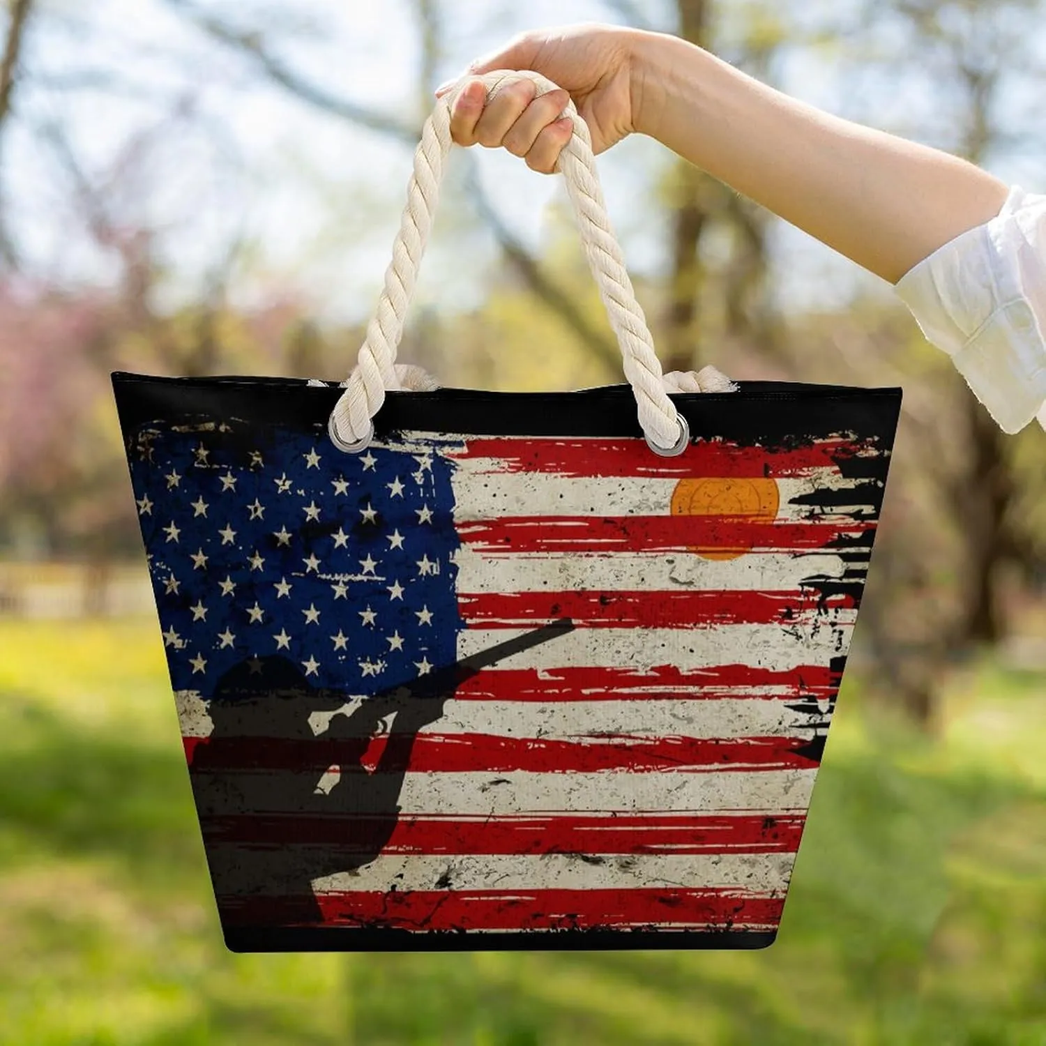 Tote Bag Large Handles Beach Bag with Zipper for Shopping Groceries Travel Outdoors Swim Pool Bag
