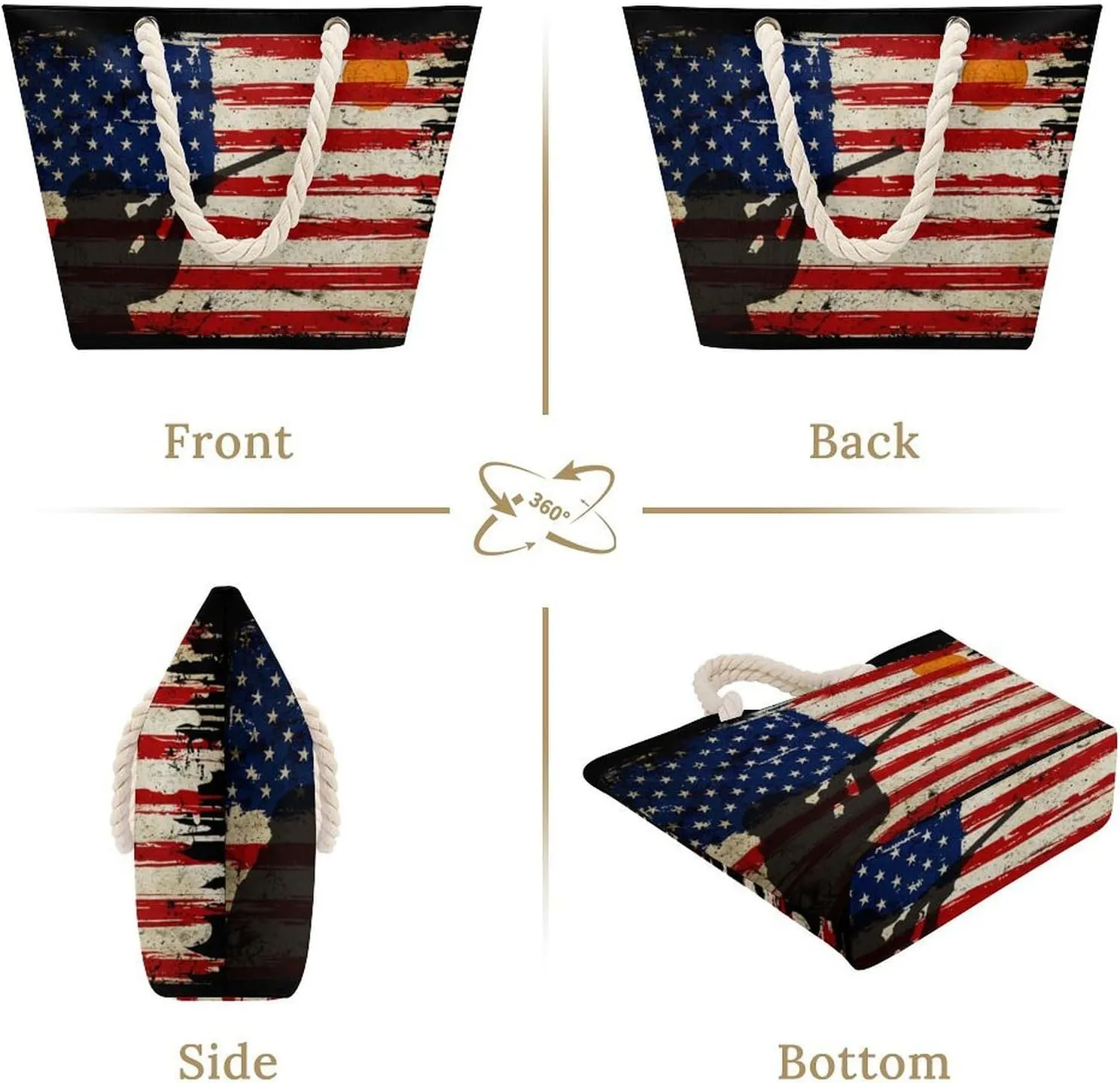 Tote Bag Large Handles Beach Bag with Zipper for Shopping Groceries Travel Outdoors Swim Pool Bag