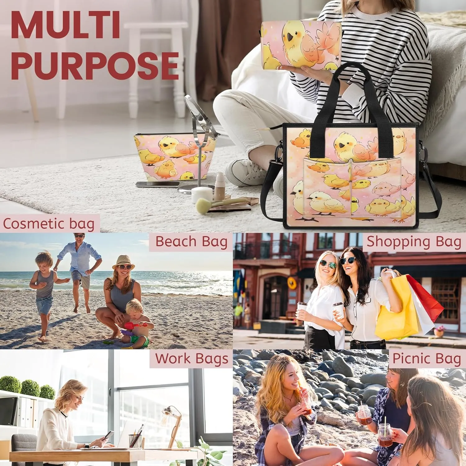 Tote Satchel Bag Set 3PCS for Women, Tote Briefcase Shoulder Handbag Purse Satchels