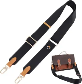 WADORN Adjustable Canvas Strap Replacement for Purse, 1.46" Wide Shoulder Strap Crossbody Bag Strap Handbag Shoulder Strap with U-Shape Swivel Clasp for Messenger Bag Tote Bag Bucket Bag, Black