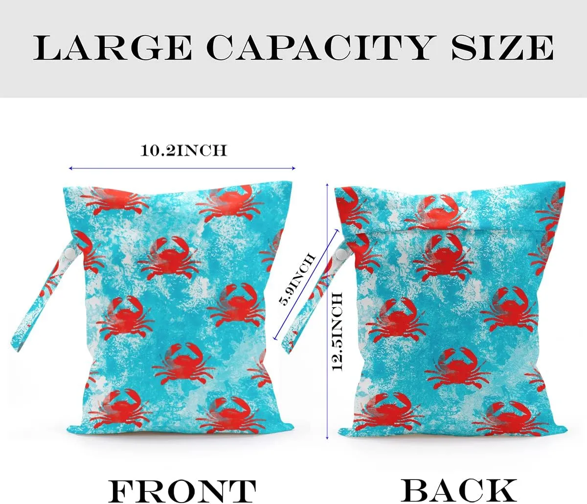 Wet Bag, Wet Dry Bag, Wet Bag for Swimsuit, Travel, Beach, Pool, Diapers, Dirty Yoga Gym Clothes, Makeup Bag, Waterproof Reusable Beach Bag Ocean Decor Starfish Sea Horse Anchor