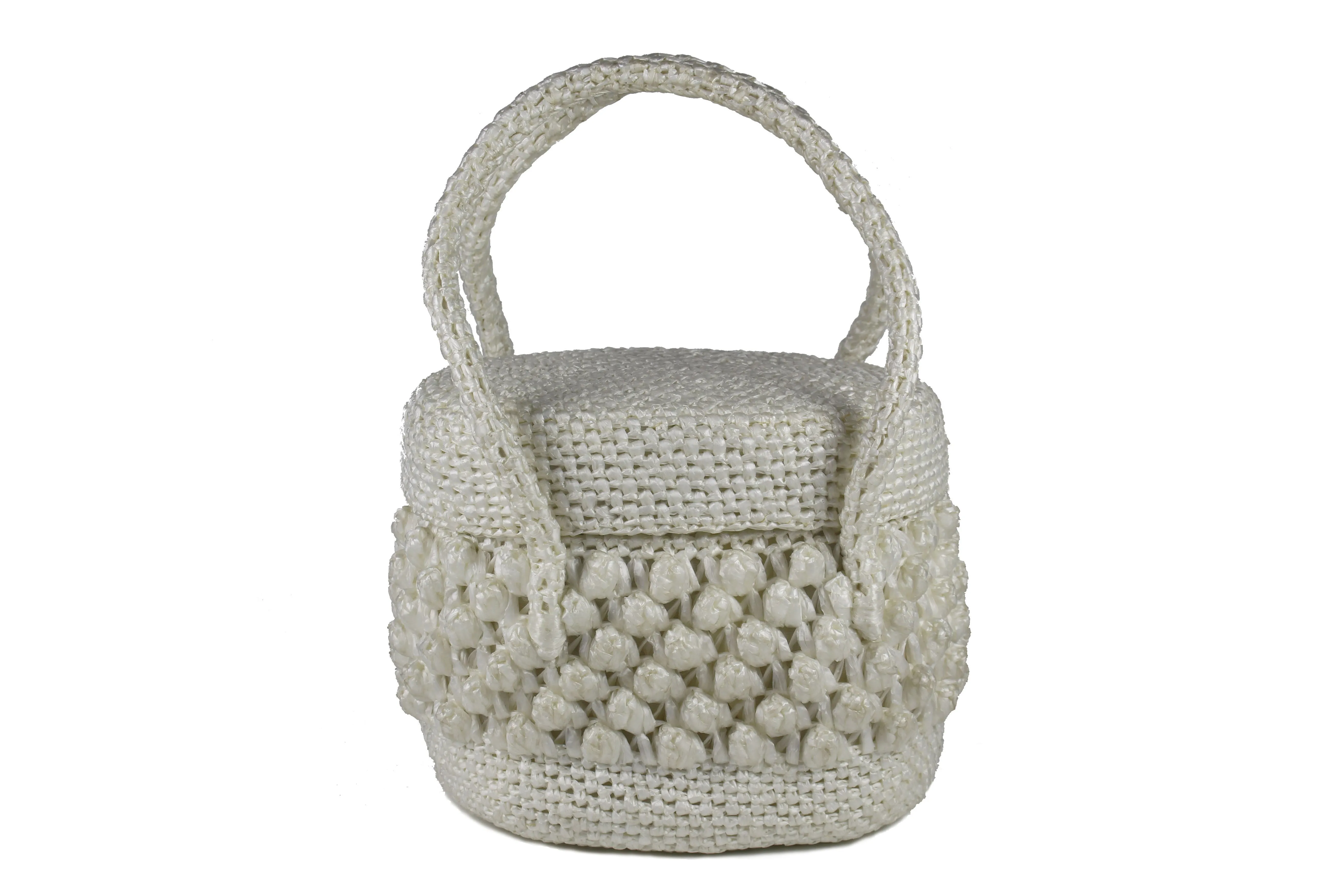 White raffia box handbag