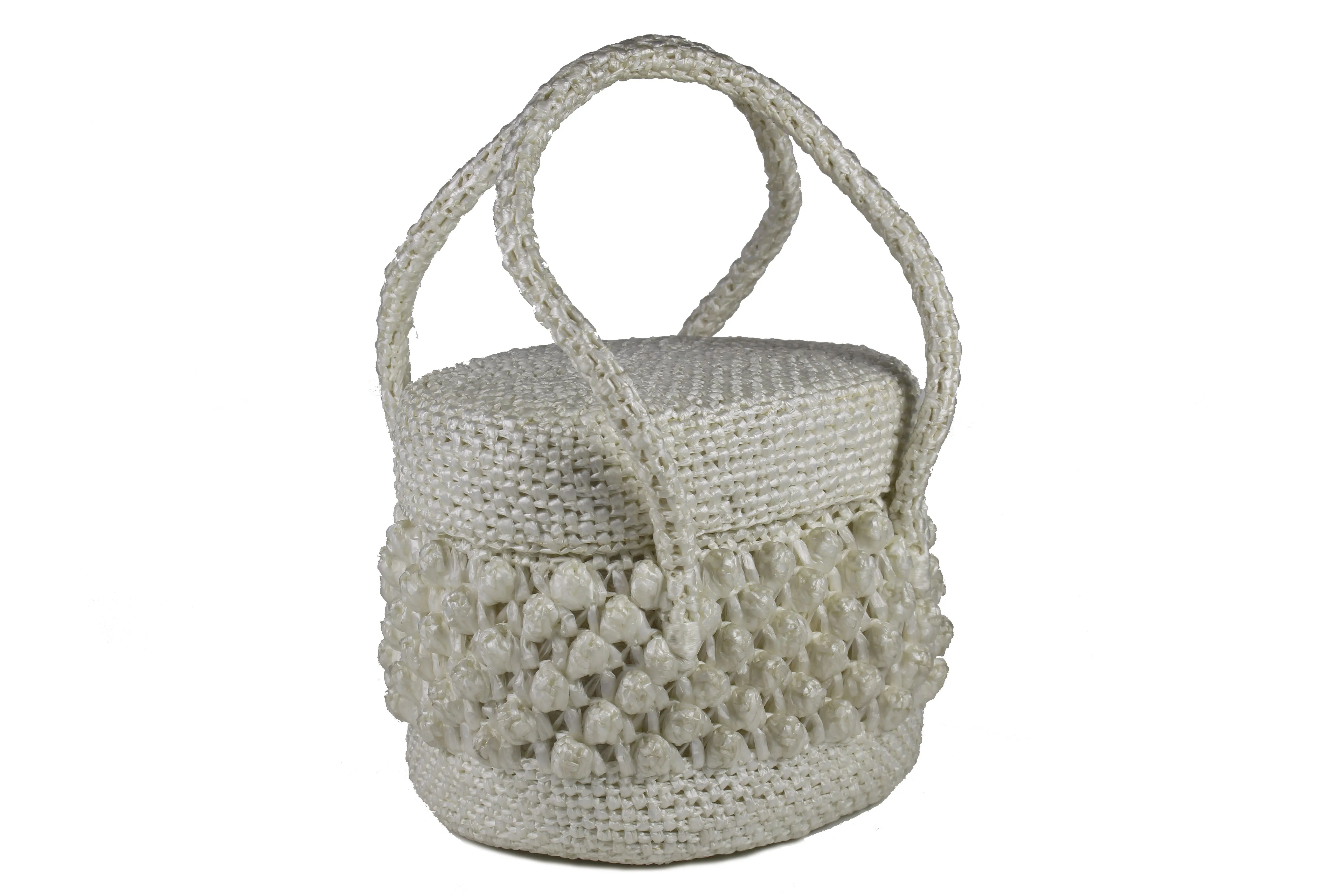 White raffia box handbag