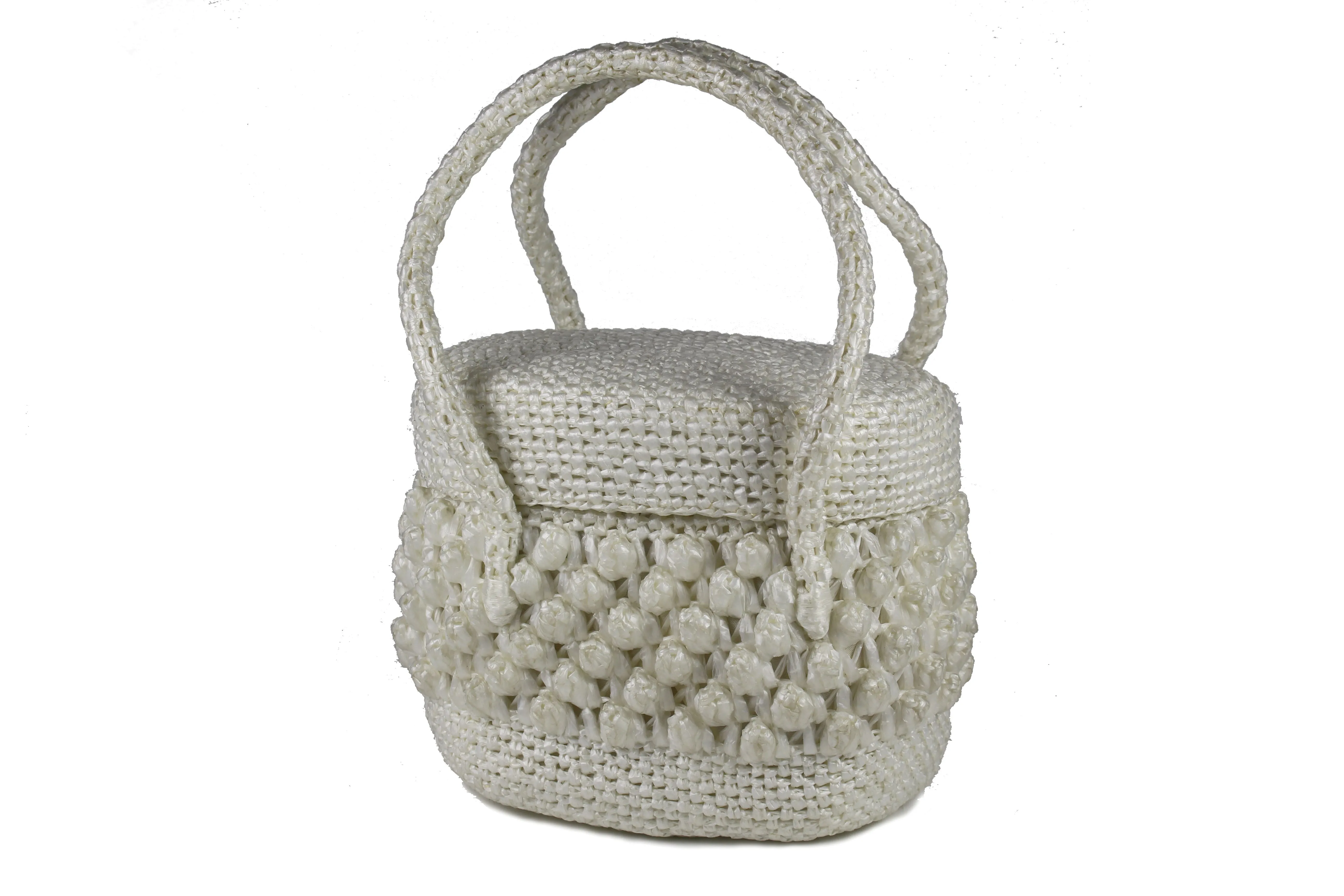 White raffia box handbag
