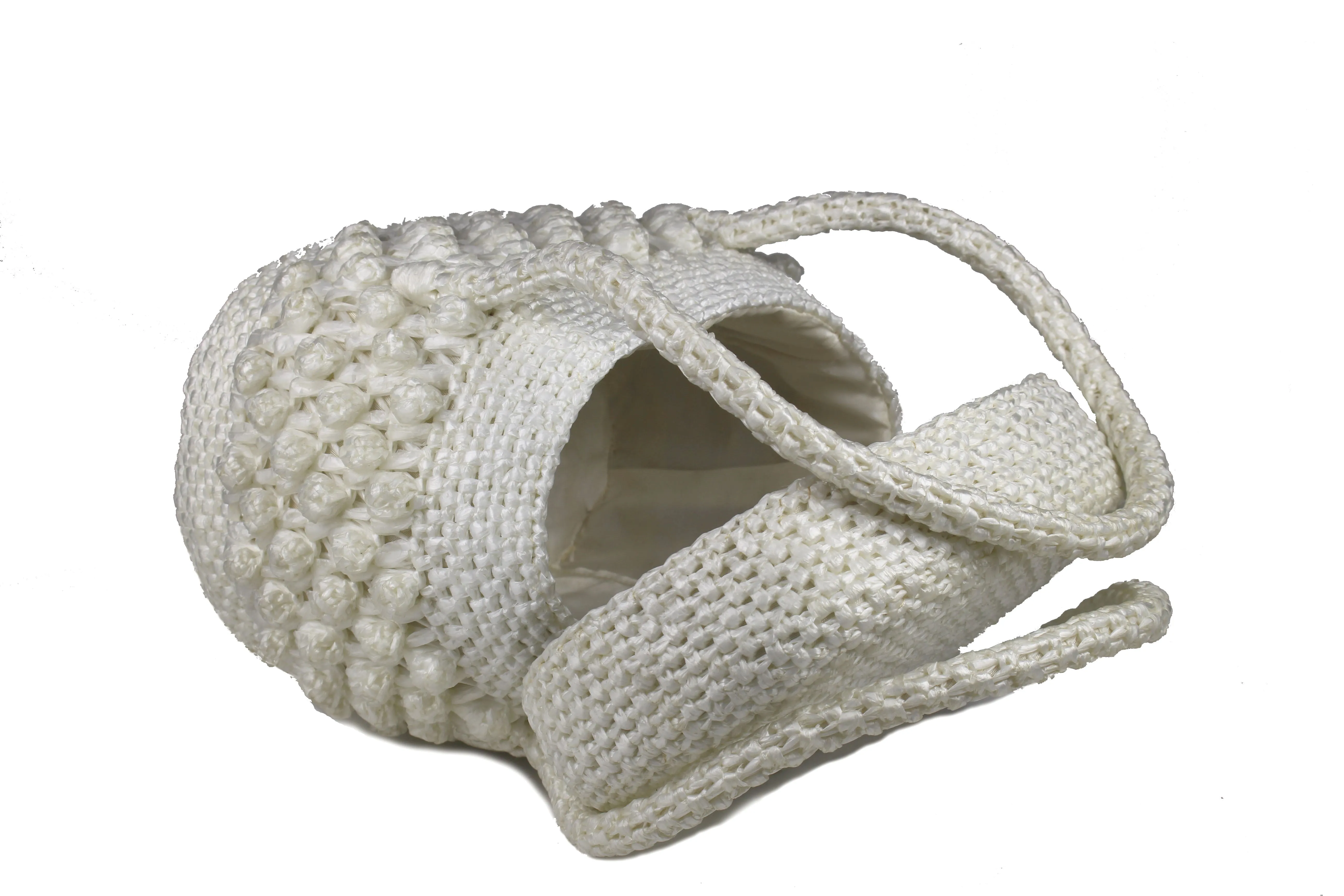 White raffia box handbag
