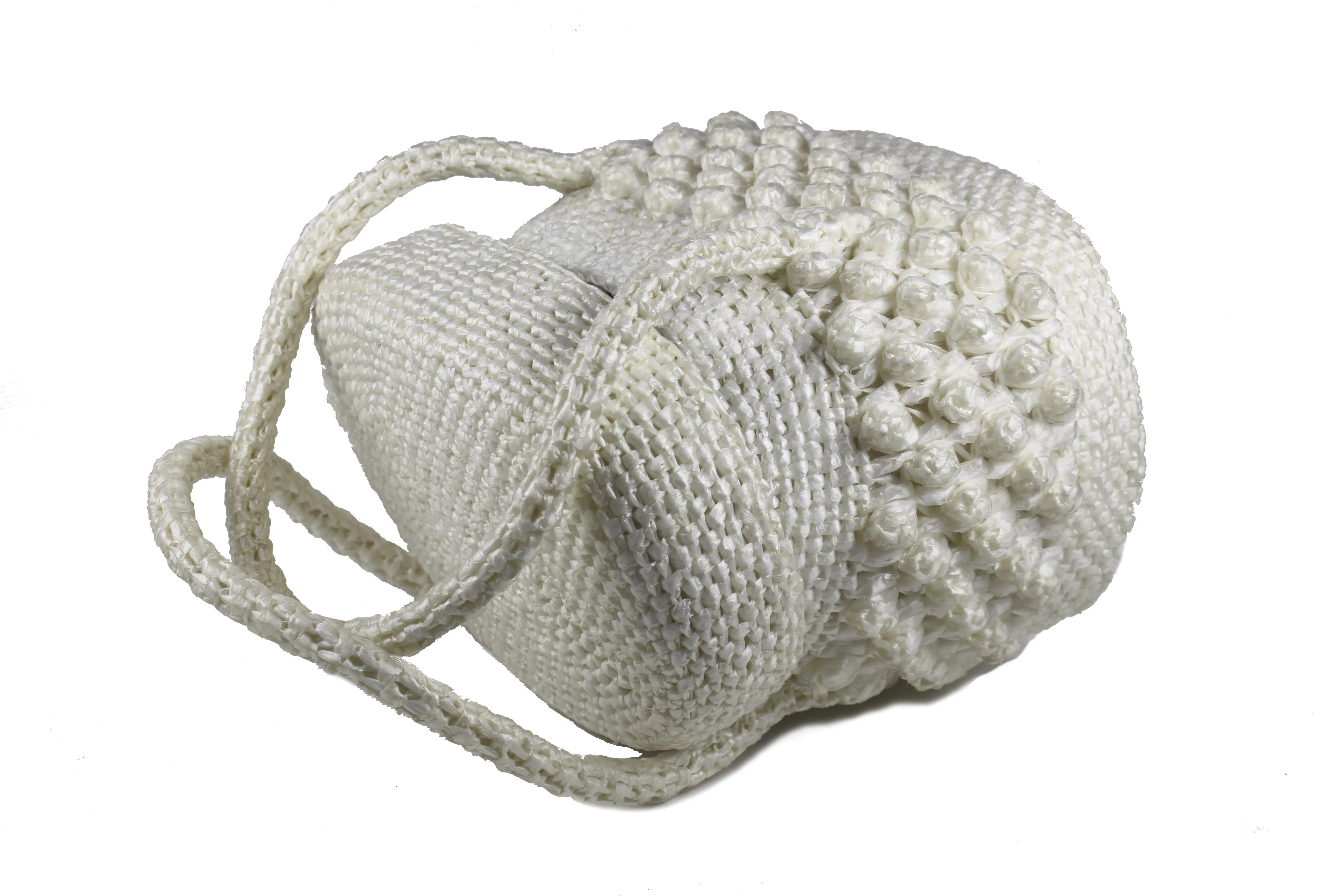 White raffia box handbag
