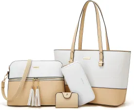 Women Fashion Handbags Wallet Tote Bag Shoulder Bag Top Handle Satchel Purse Set 4pcs