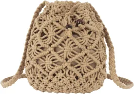 Women Mini Cotton Crochet Crossbody Bag Summer Beach Shoulder Bag Drawstring Purse