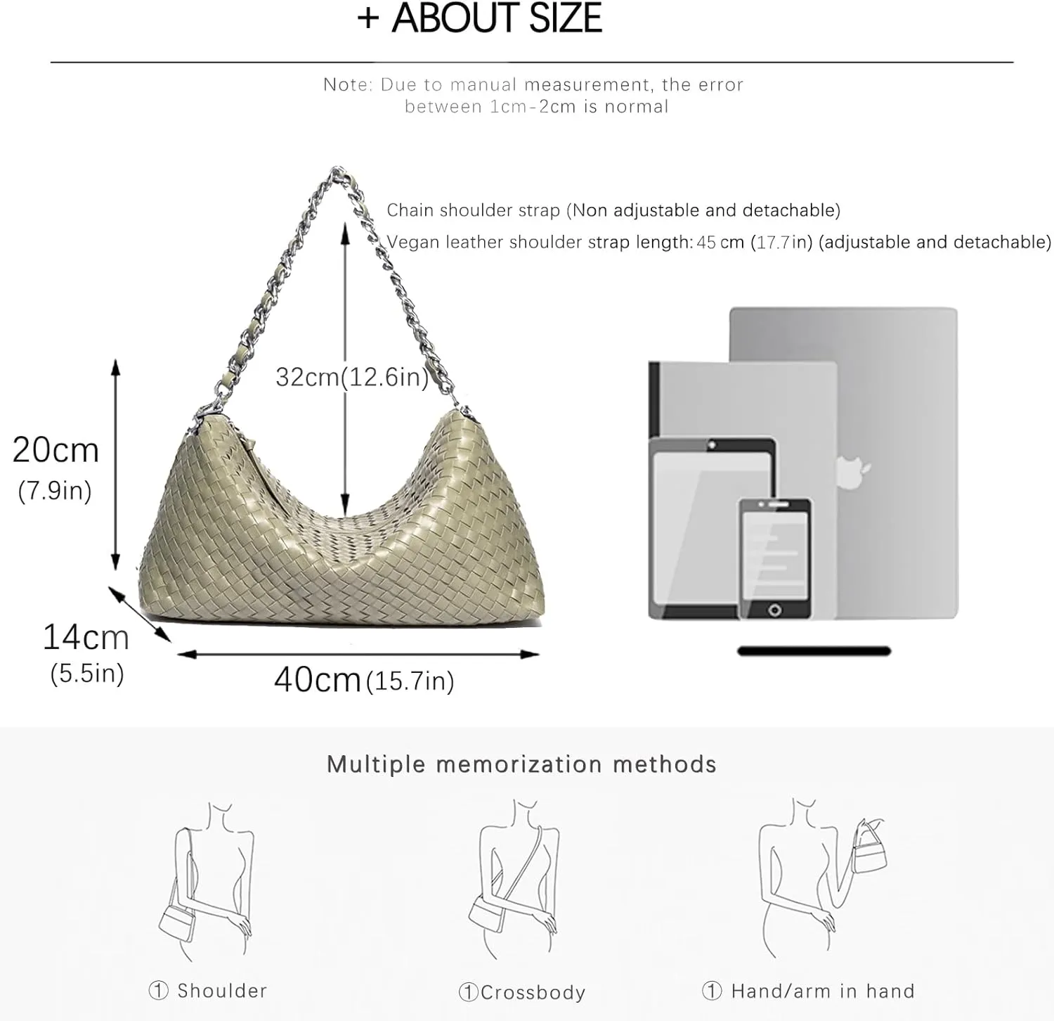 Woven Bag for Women, Fashion Top Handle Shoulder Bag Soft Vegan Leather Shopper Bag