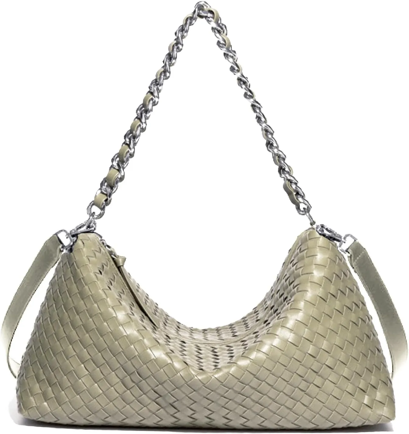 Woven Bag for Women, Fashion Top Handle Shoulder Bag Soft Vegan Leather Shopper Bag